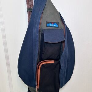 KAVU Rope Sling Bag Crossbody Black, Navy & Green 20”L Outdoor Everyday Bag